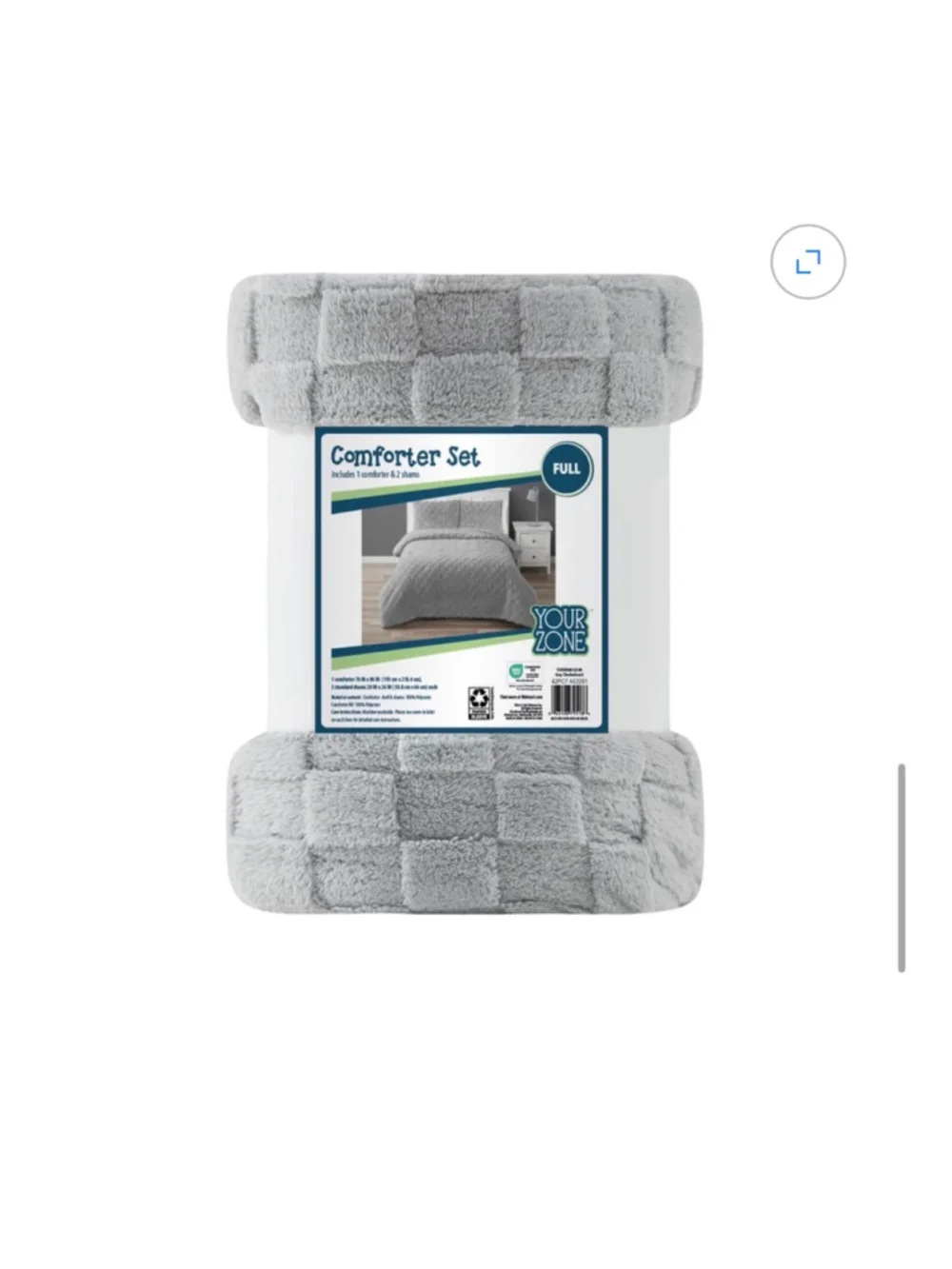 NEW Your Zone Unisex Full Comforter Set in Gray